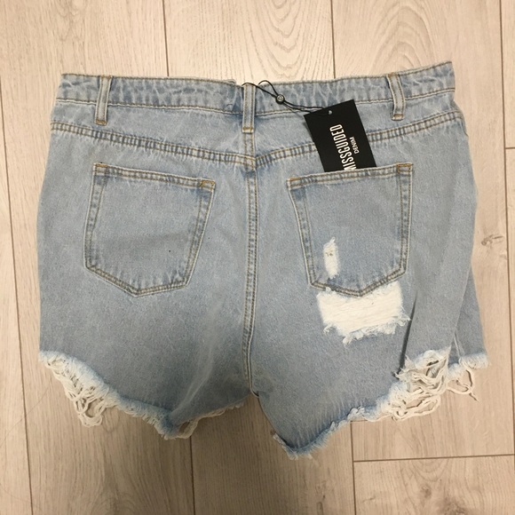 Blue Ripped High waisted Jean Shorts - Picture 5 of 5
